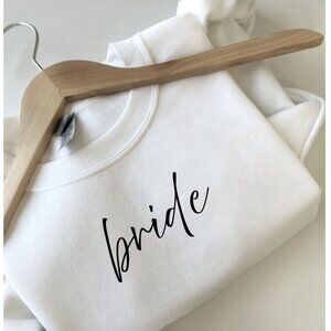 Elegant Script Bride Sweatshirt | White Bridal Crewneck